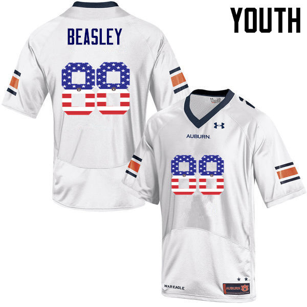 Auburn Tigers Youth Terry Beasley #88 White Under Armour Stitched College USA Flag Fashion NCAA Authentic Football Jersey DLD2574QB